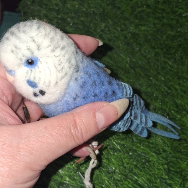 Needle Felted Budgie  Handmade Wool Bird Ornament
