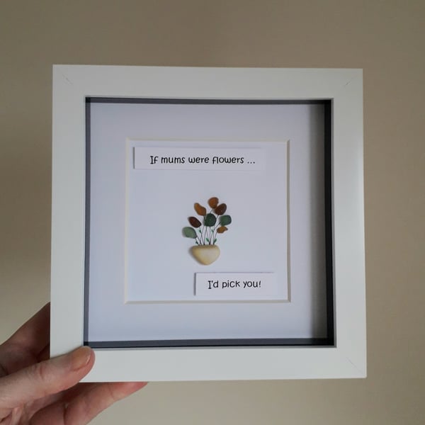 Sea Glass Art for Mum, Sea Glass Flowers Picture from Seaham