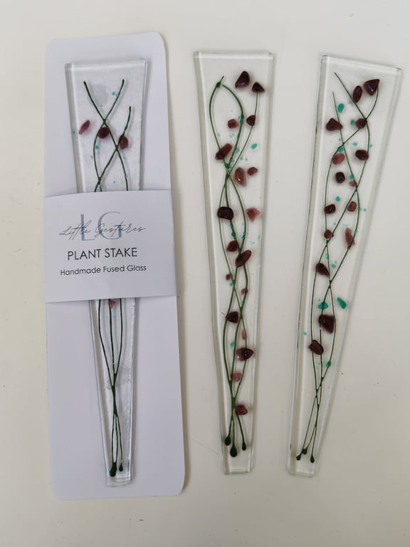 Fused Glass Plant Stake, Colourful Garden Ornament, Gift