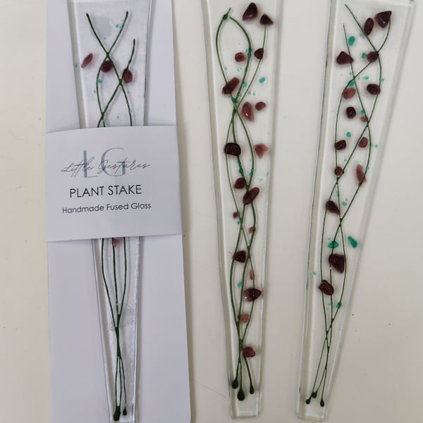 Fused Glass Plant Stake, Colourful Garden Ornament, Gift
