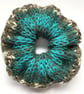 Hand Knitted Hair Scrunchie Bobble Bun Topper Handmade Accessories Teal Green - Image 6
