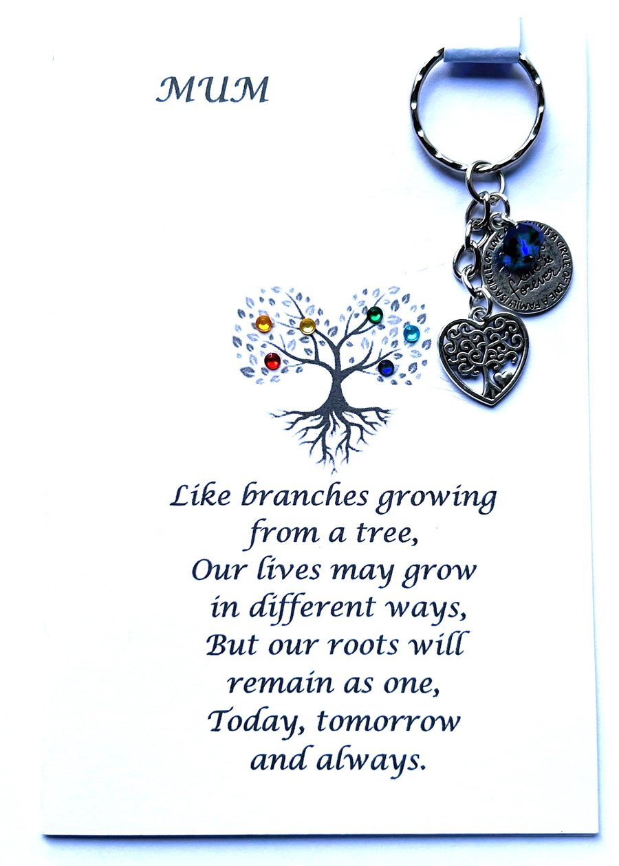 Family Tree of Life Keychain and Card Gift Set