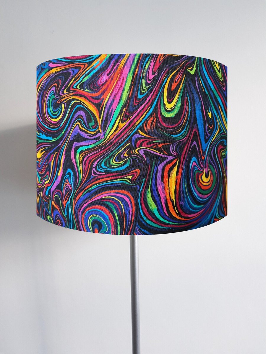 Handmade Rainbow Paint Lampshade - Light Shade Vintage Home House Art Swirl 