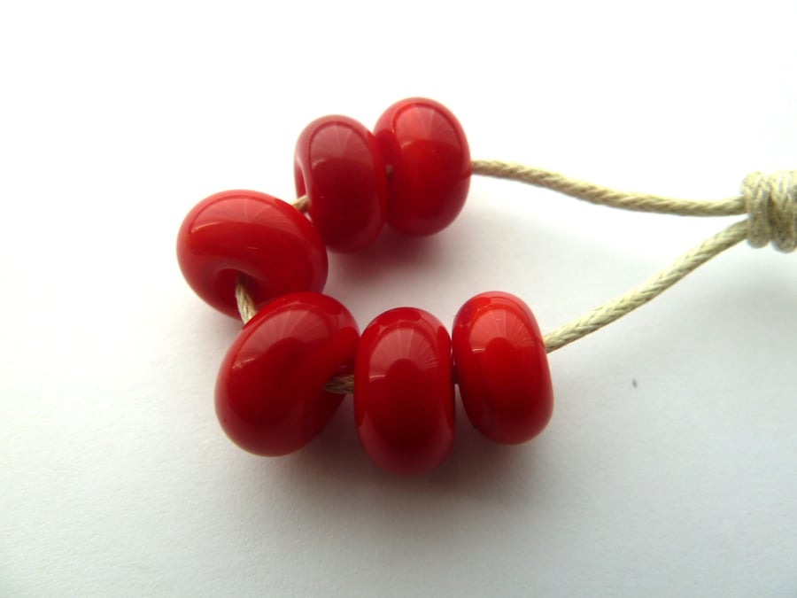 handmade lampwork red spacer beads