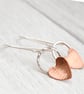 Copper heart on silver circle hook earrings - Image 1