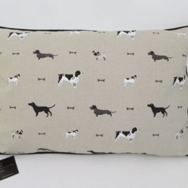 Sophie Allport Dogs Cushion Cover with Black Piping