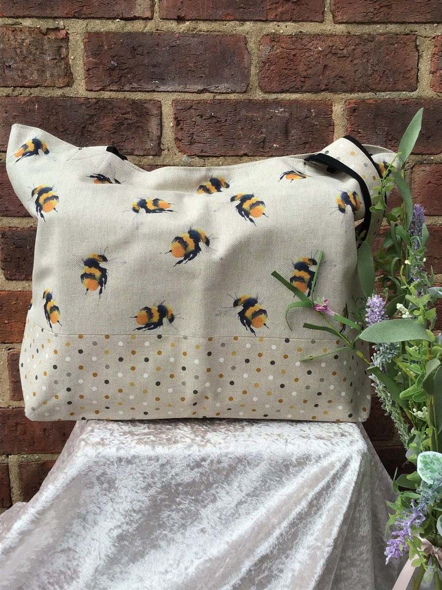 Large Bee Organiser TwoTone Shopping Bag