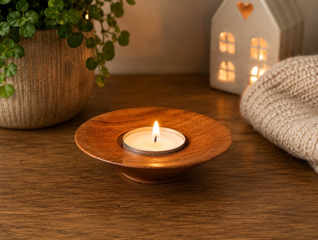 Handturned Sapele Tealight holder , handmade wooden Candle Holder