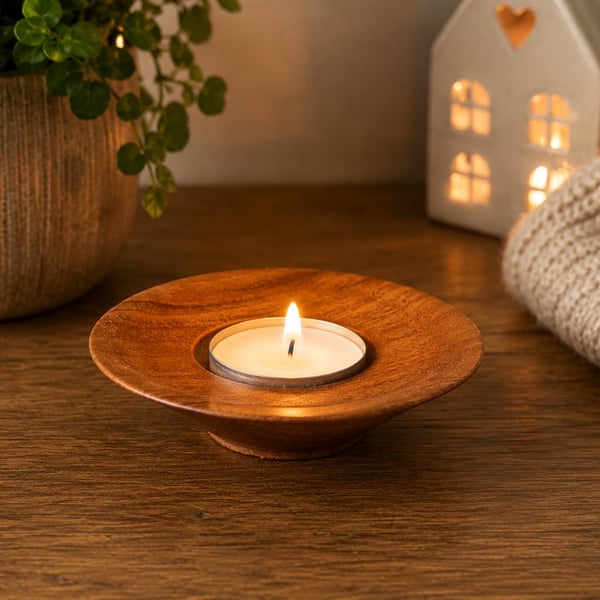 Handturned Sapele Tealight holder , handmade wooden Candle Holder