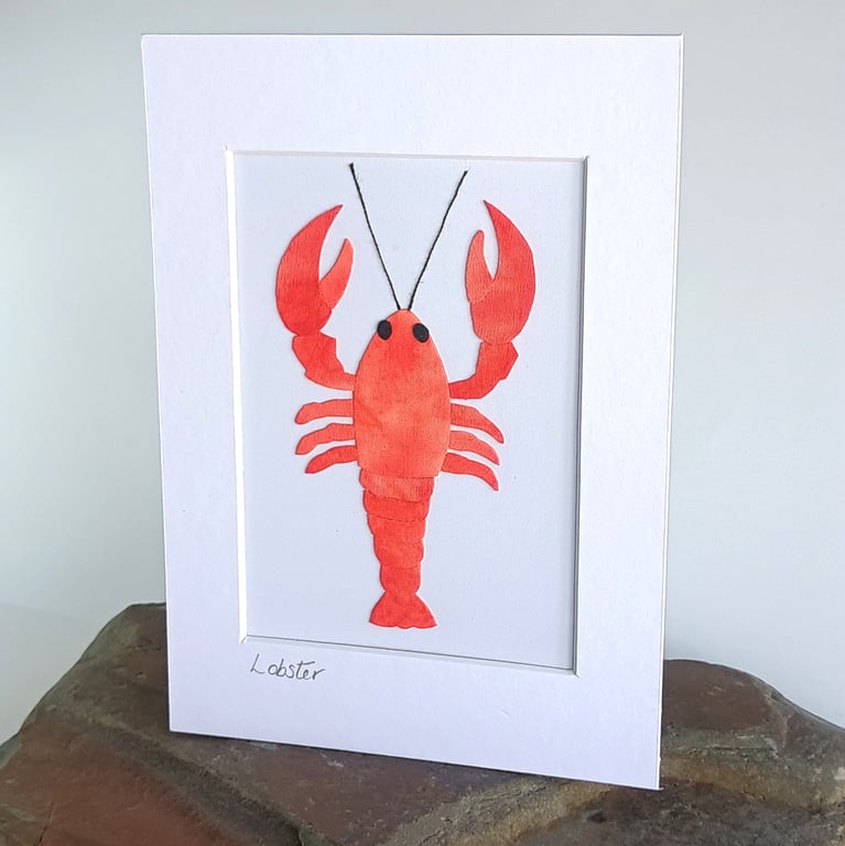 An orange batik 'Lobster' fabric picture - 5x7 inches including mount