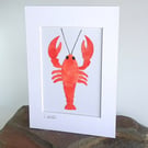 An orange batik 'Lobster' fabric picture - 5x7 inches including mount
