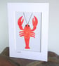 An orange batik 'Lobster' fabric picture - 5x7 inches including mount