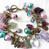 'Foxglove' charm bracelet in purple and turquoise. Sale item!