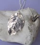 Hallmarked Fine silver rose leaf necklace - Image 1