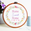 Home Sweet Home Hand Embroidery Hoop Art, New Home Gift 
