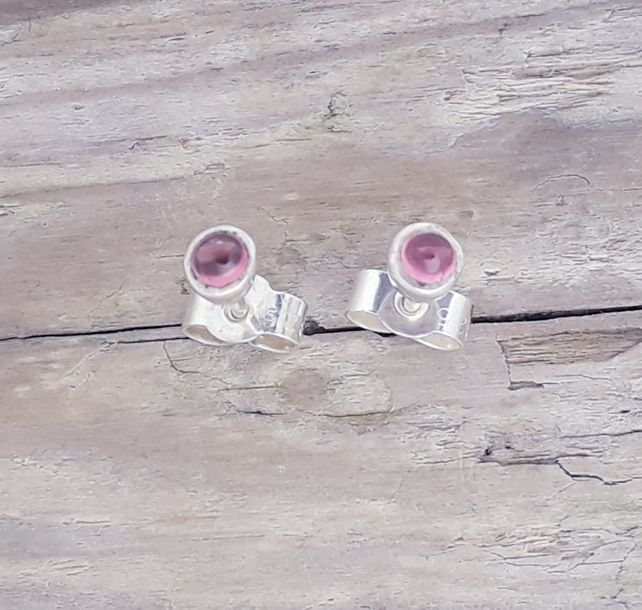 Pink Tourmaline Ear Studs
