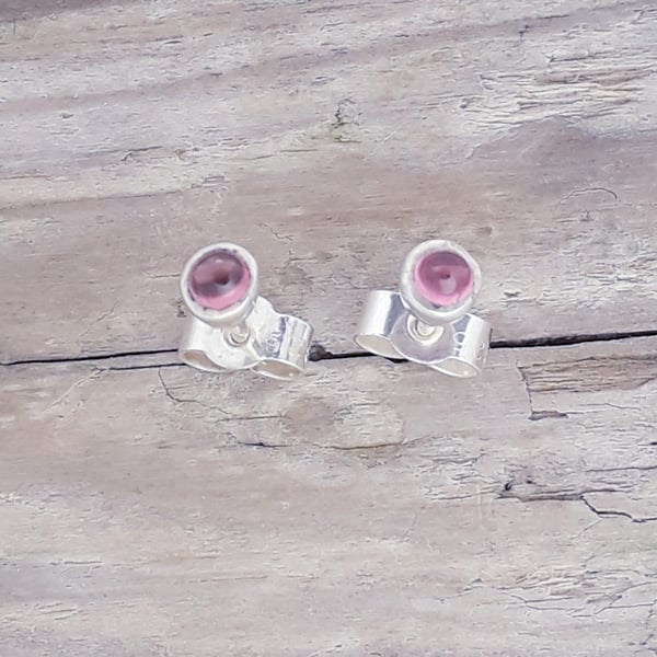 Pink Tourmaline Ear Studs