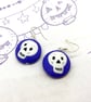 Skulls on purple fabric button dangle earrings -  Seconds Sunday - Image 5
