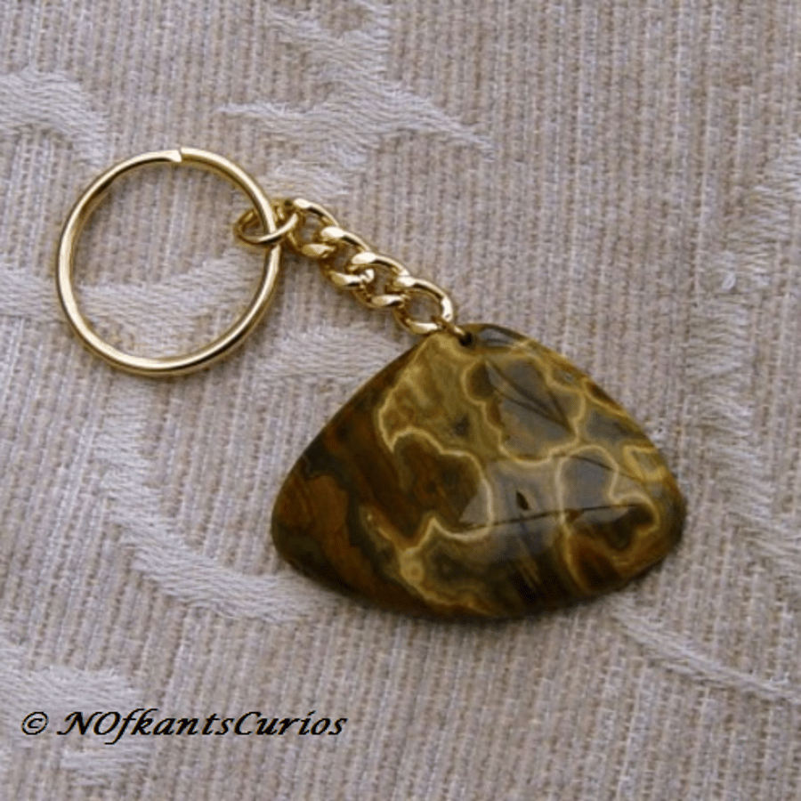 Walnut! Unusual Ocean Jasper Gemstone Key ring or Handbag Charm