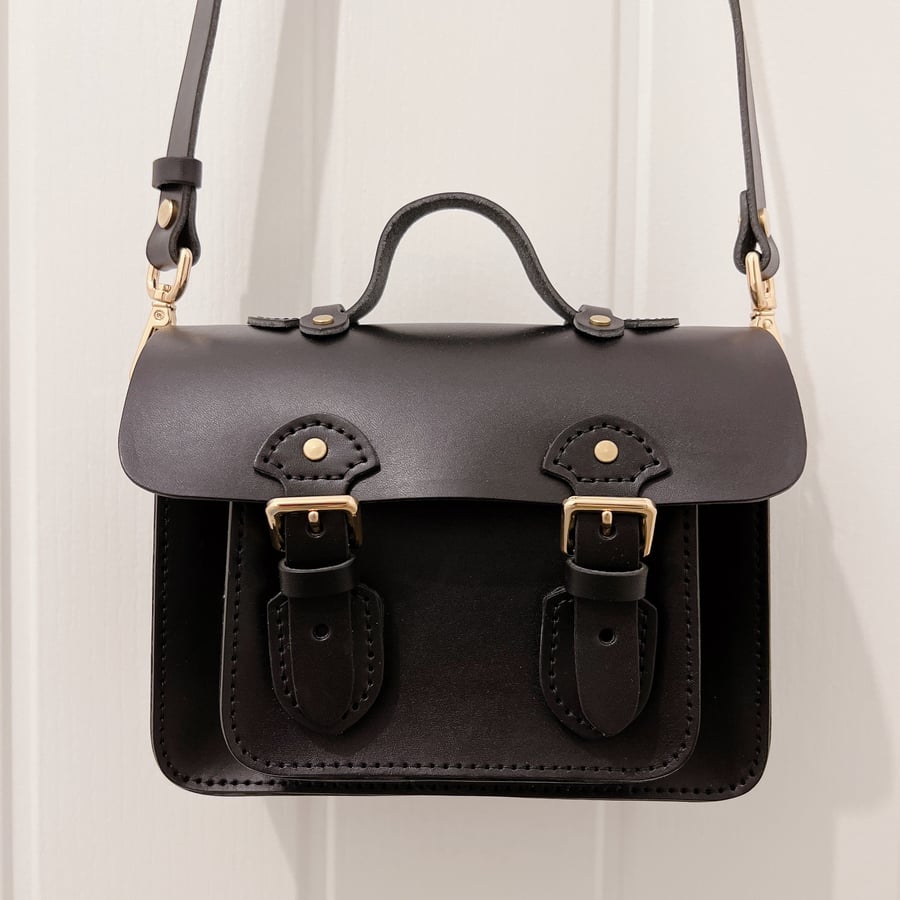 Black Leather Satchel Leather Bag Small Satchel Handmade Leather Satchel