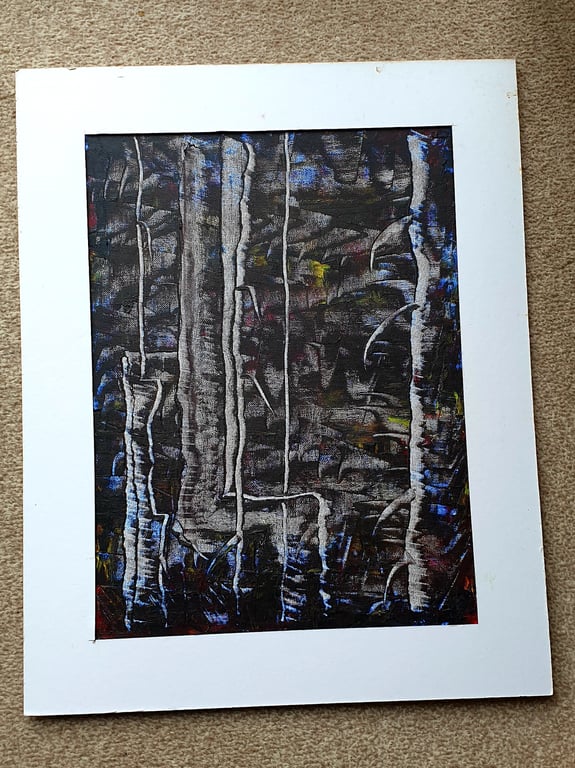 Magical woodland abstract painting.