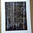 Magical woodland abstract painting.
