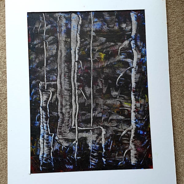 Magical woodland abstract painting.