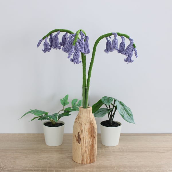 Single stem bluebell, macrame flowers, forever flowers