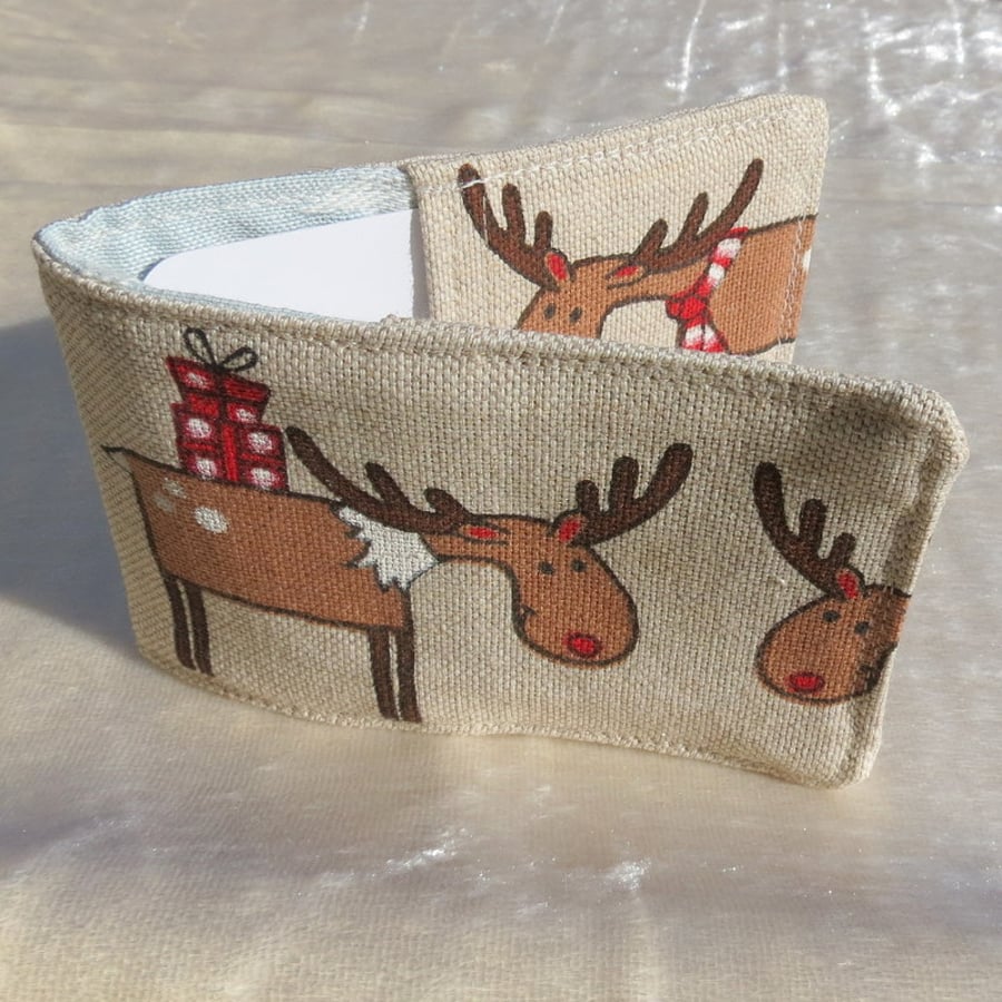 Oyster card sleeve.  Ticket cover.  Reindeer design.