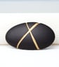 Black Pebble brooch with gold lines, nature inspired, designer jewellery  - Image 2