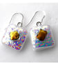 Handmade Fused 290 Dichroic Glass Earrings White Gold - Image 1