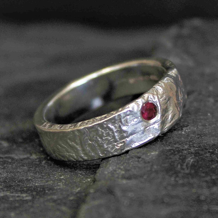 Sterling Silver Ruby Frost Ring