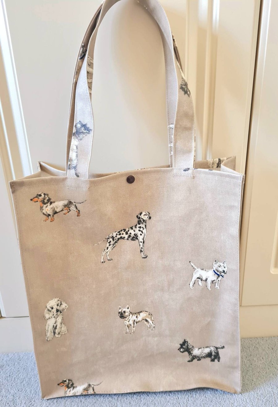 Booktote bag made in dog breeds oilcloth