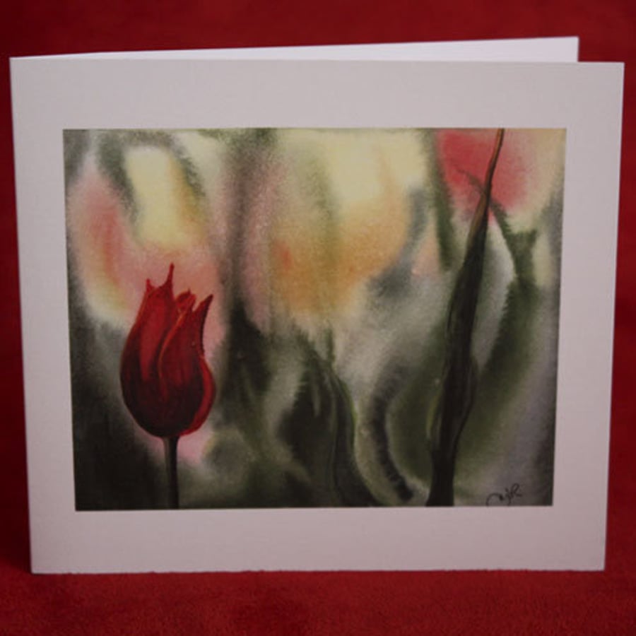 Red Tulip Greetings Card