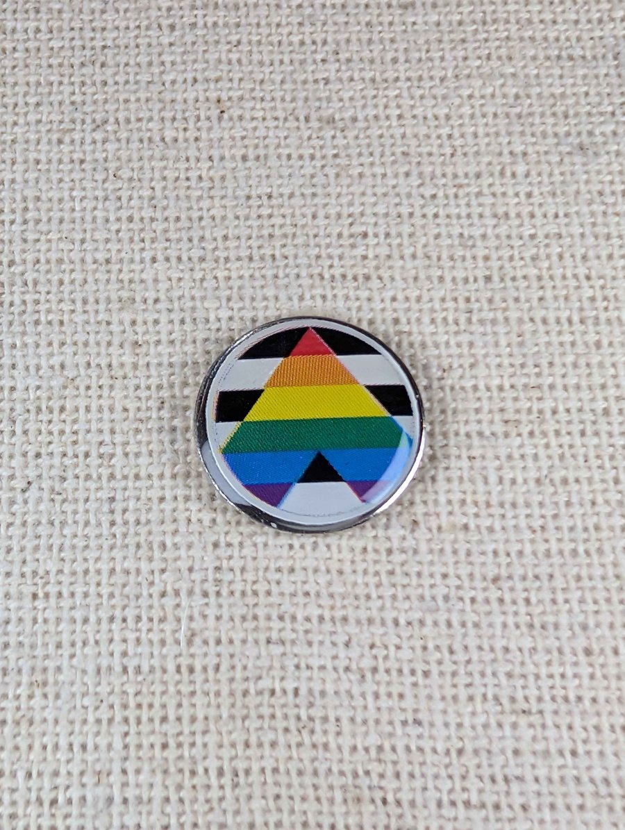 Ally Pride Flag Badge - Pride Themed Pin - Large Resin Topped Pin Badge  LGBTQ