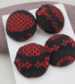 4 Handmade Silk and Lace Fabric Buttons - Image 1