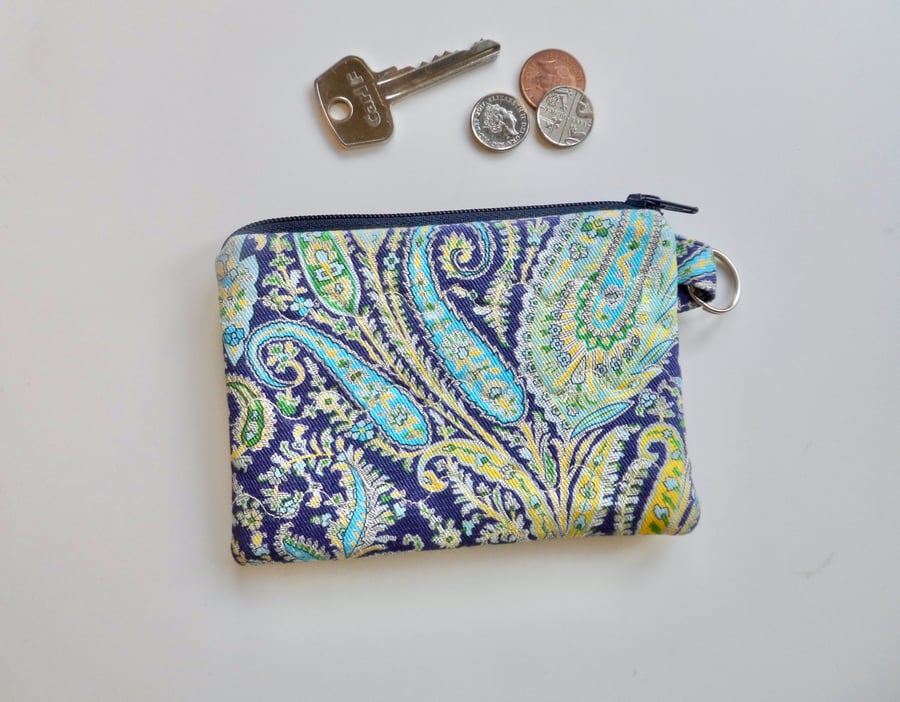 Coin purse mini make up in paisley Liberty fabric 
