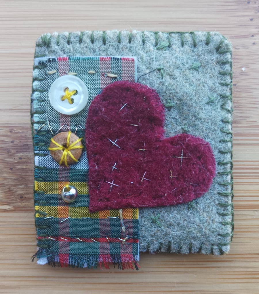 Heart brooch eco Valentine gift