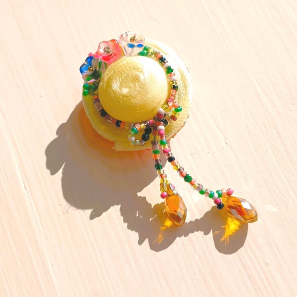 Spring Summer Floral Beaded Hat Brooch