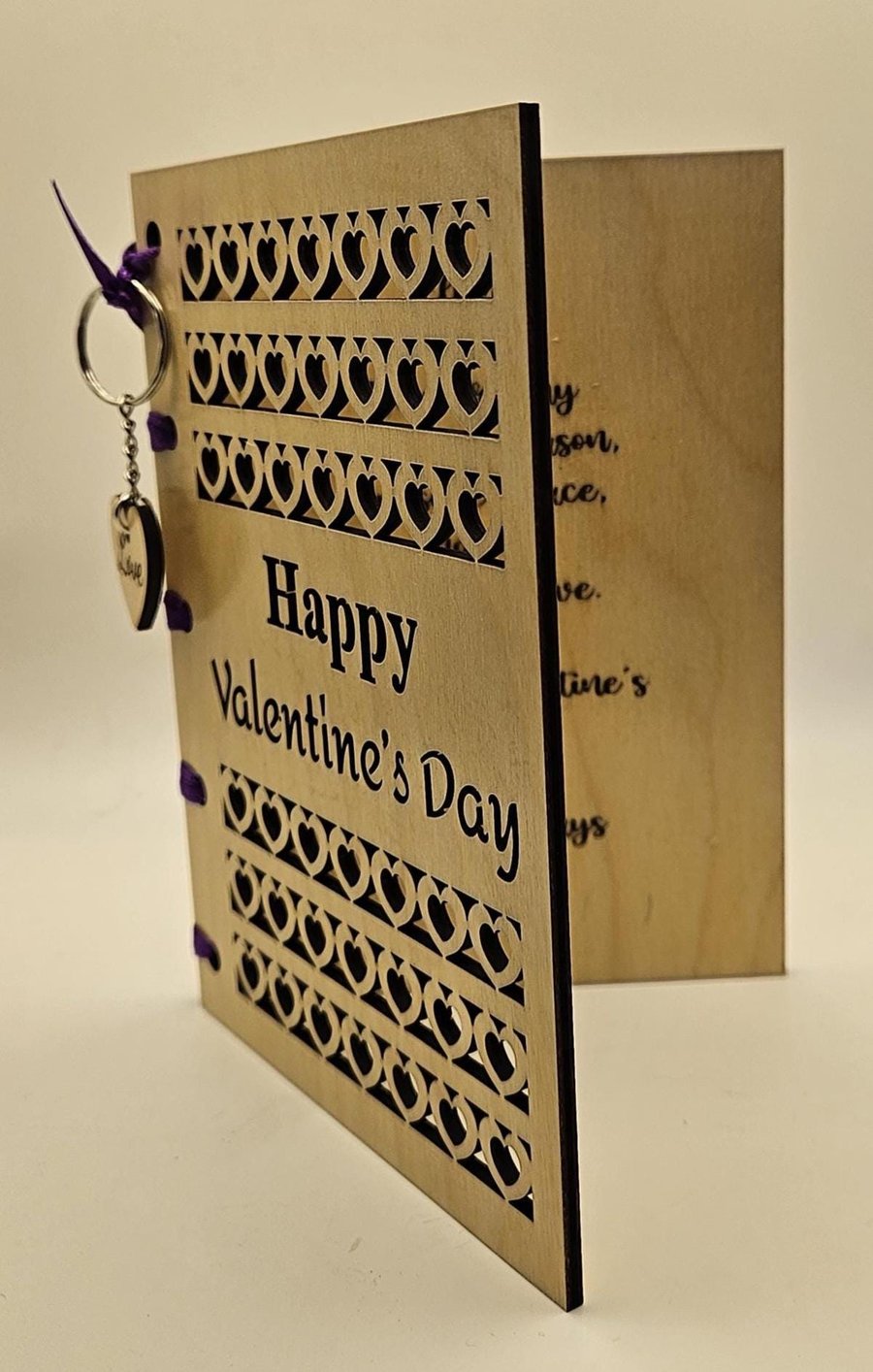 Personalised Wooden Valentines Card, Romantic Valentine Gift, Love Heart Keyring