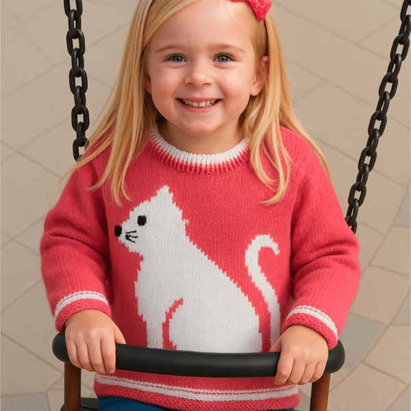 Knitting Pattern for a Cat on a Sweater.  Digital Pattern