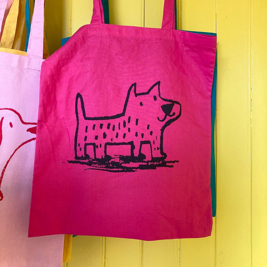 Terrier Tote Bag Hot Pink