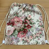 Drawstring PE bag or shoe bag - vintage linen