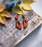 Burnt Orange Autumnal Asymmetrical Oval Drop Earrings - Image 5