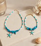 Coastal Starfish Anklet & Bracelet Set – Turquoise Shell Beads & Starfish Charm