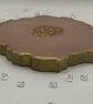 Double Sided Resin Geode Style Coaster - Pink and Gold with Gold Edging - Image 6
