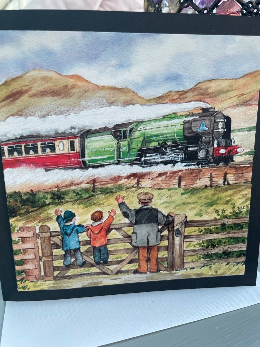 Speeding stream train layered birthday card or Father’s Day card 