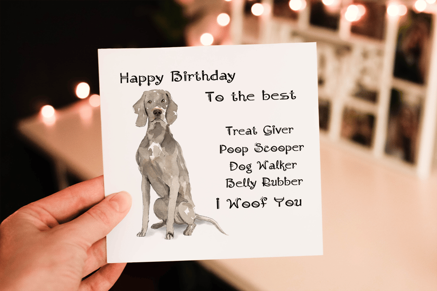 Weimaraner Dog Birthday Card, Dog Birthday Card, Personalized