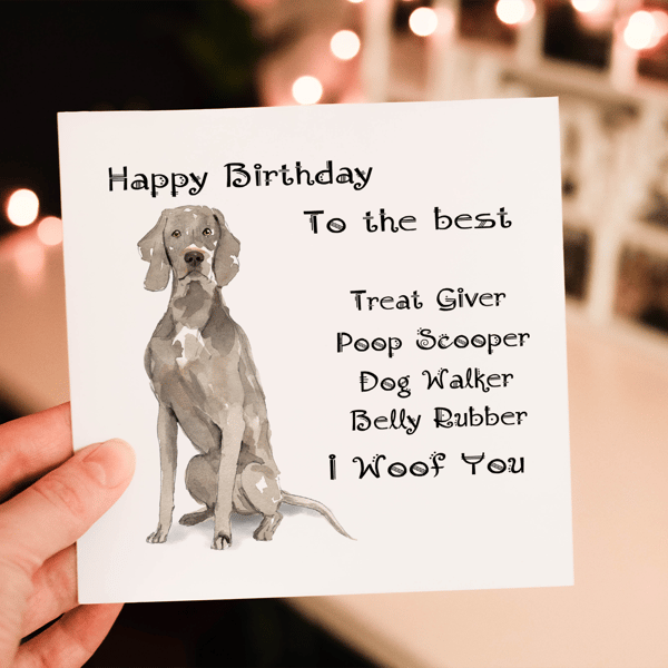 Weimaraner Dog Birthday Card, Dog Birthday Card, Personalized