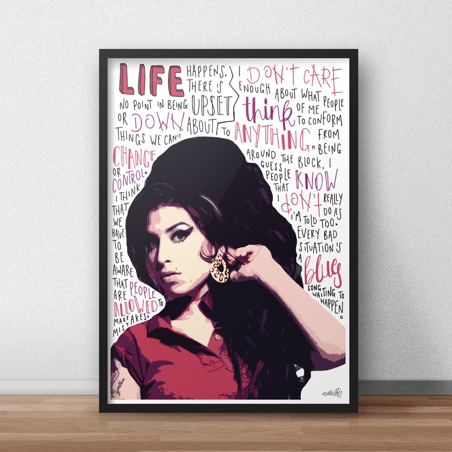 Amy Winehouse INSPIRED Poster, Print with Quotes, Lyrics